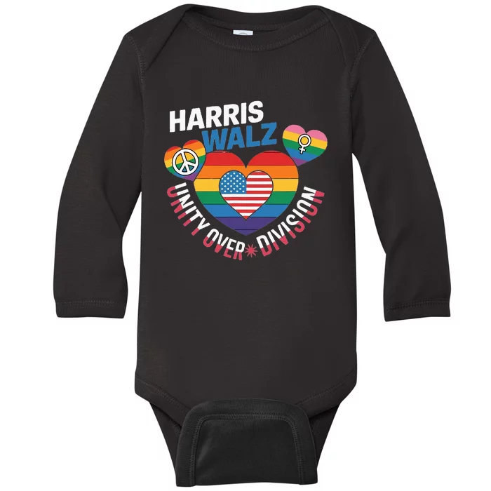 Harris Walz Together Against Division Baby Long Sleeve Bodysuit