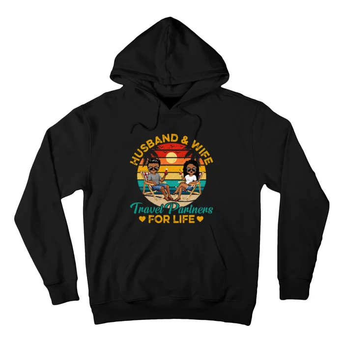 Husband Wife Travel Partners For Life Beach Summer Dark Hoodie