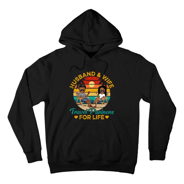 Husband Wife Travel Partners For Life Beach Summer Dark Tall Hoodie