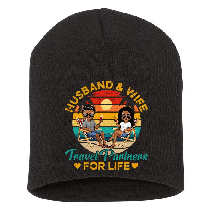 Husband Wife Travel Partners For Life Beach Summer Dark Short Acrylic Beanie