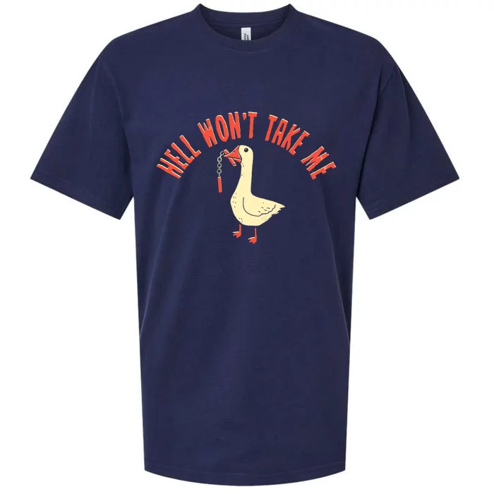 Hell Wont Take Me Funny Duck Sueded Cloud Jersey T-Shirt