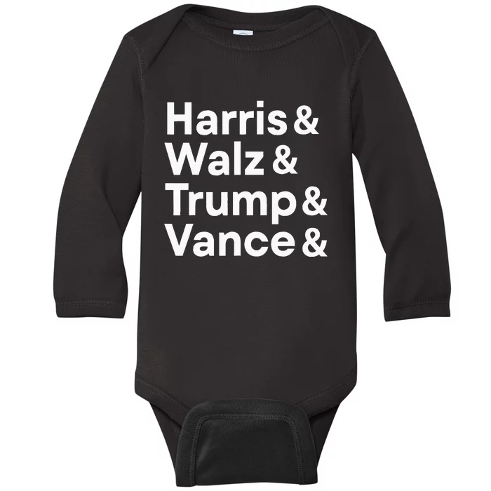 Harris & Walz & Trump & Vance Election President 2024 Vote Baby Long Sleeve Bodysuit