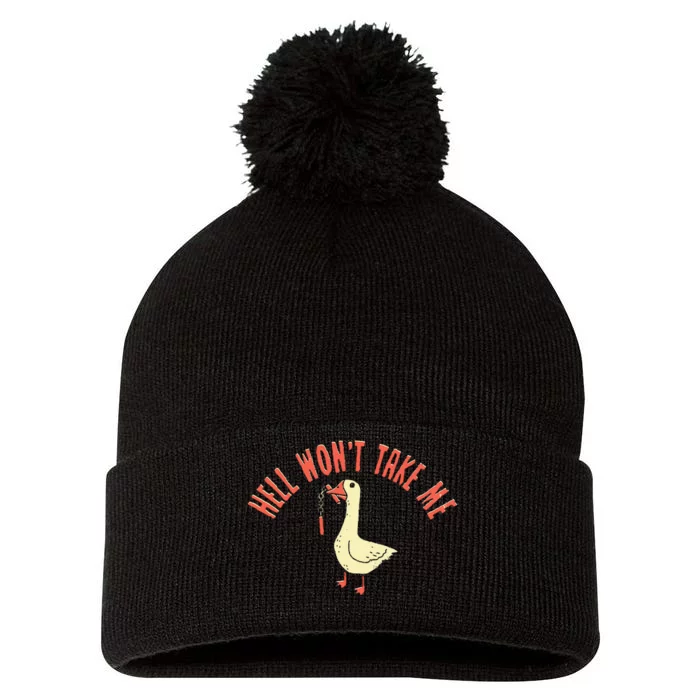 Hell Won't Take Me Pom Pom 12in Knit Beanie