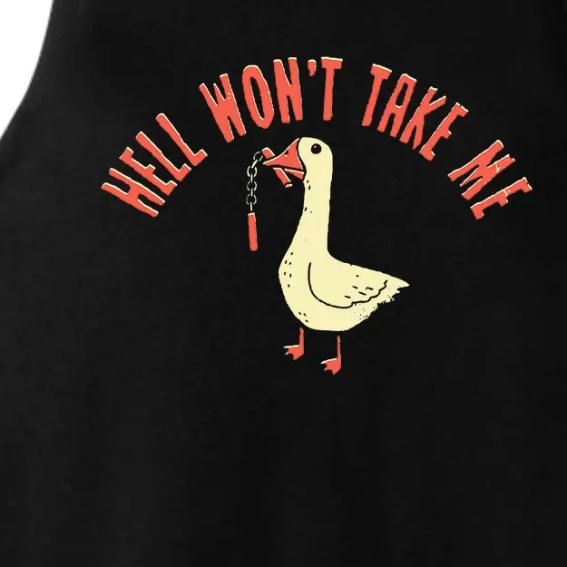 Hell Wont Take Me Funny Duck Ladies Tri-Blend Wicking Tank