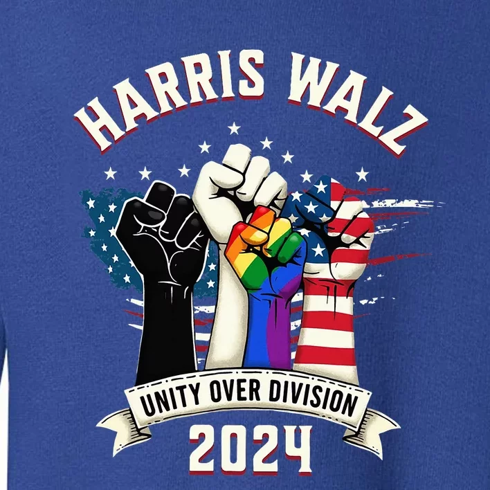 Harris Walz Unity Over Division Harris Walz Toddler Sweatshirt