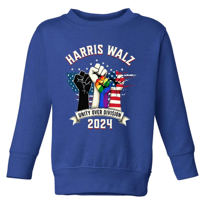 Harris Walz Unity Over Division Harris Walz Toddler Sweatshirt