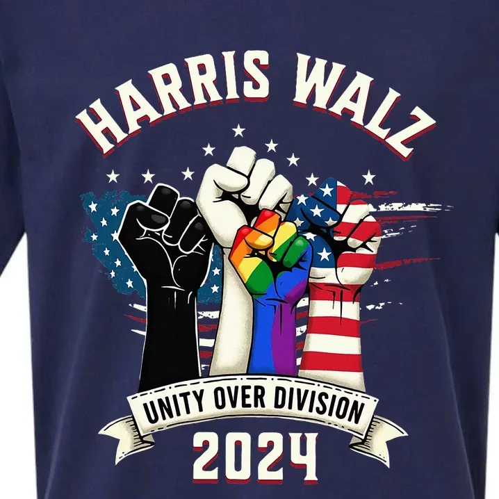 Harris Walz Unity Over Division Harris Walz Sueded Cloud Jersey T-Shirt