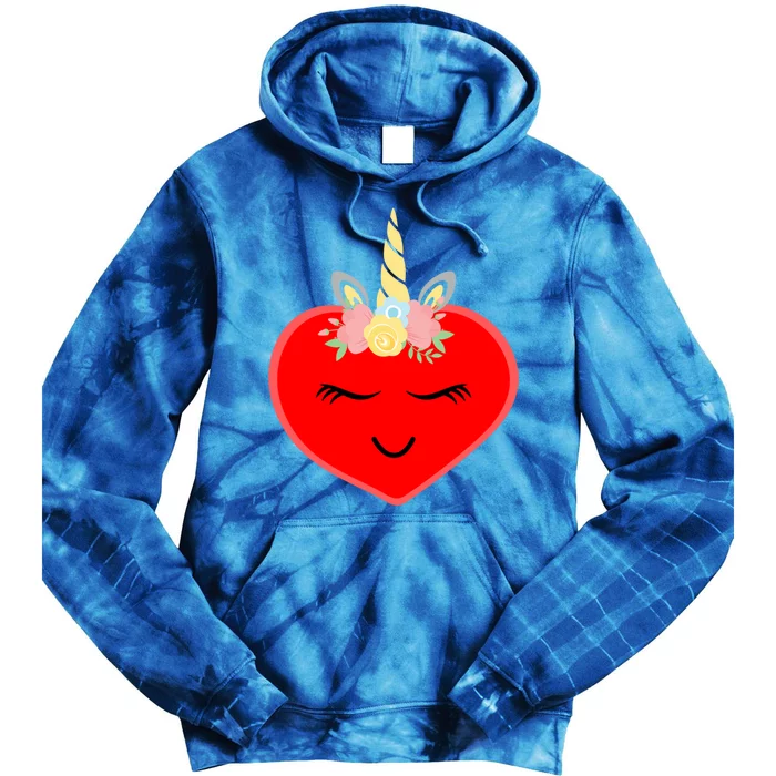 Heart With Unicorn Horn Cute Valentines Day Funny Unicorn Meaningful Gift Tie Dye Hoodie