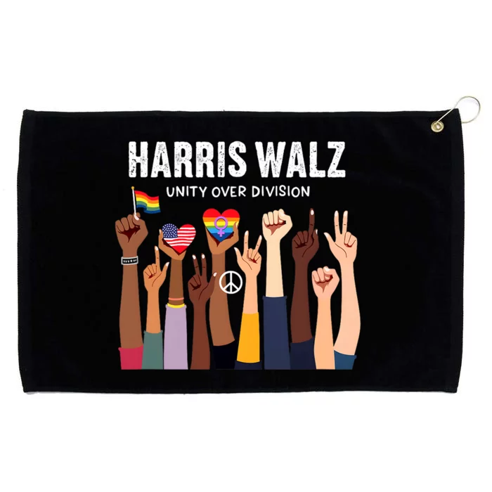 Harris Walz Unity Over Division Kamala Harris Hand Fist Grommeted Golf Towel