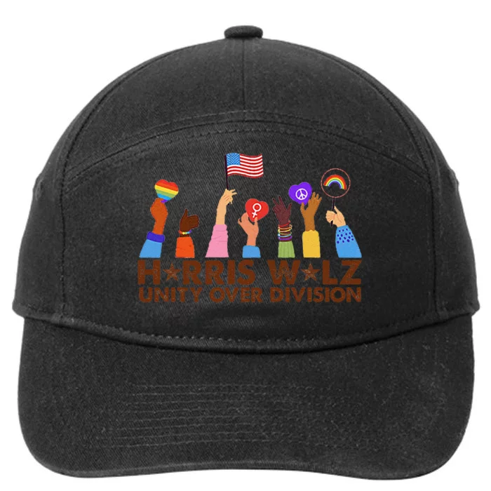 Harris Walz Unity Over Division Gift 7-Panel Snapback Hat