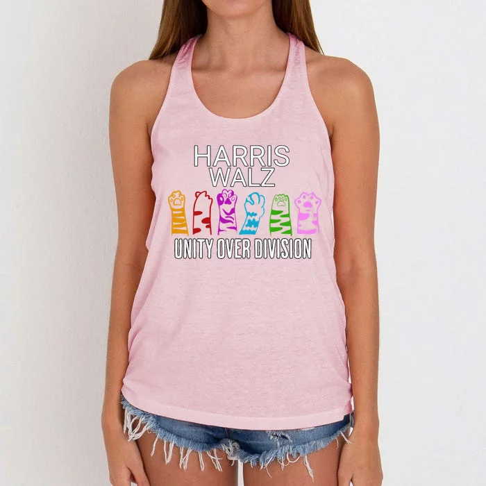 Harris Walz Unity Over Division Election 2024 Women's Knotted Racerback Tank