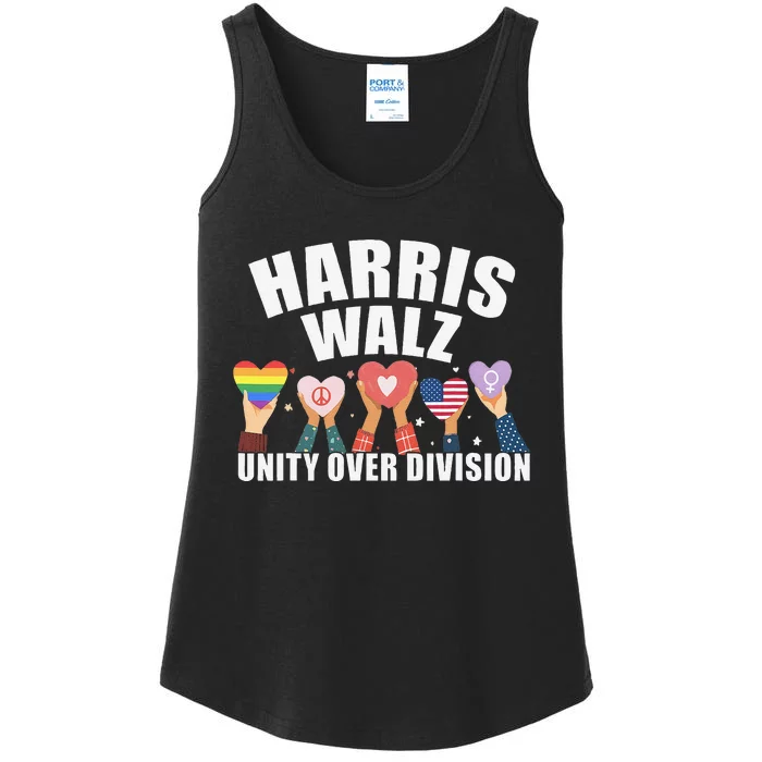 Harris Walz Unity Over Division Election 2024 Ladies Essential Tank