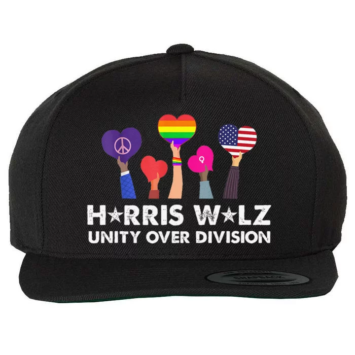 Harris Walz Unity Over Division Wool Snapback Cap