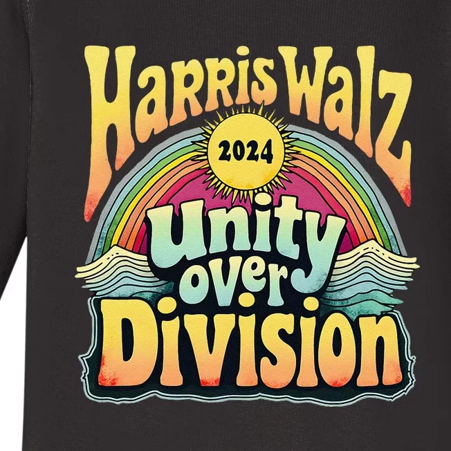 Harris Walz Unity Over Division Kamala Harris Election Day Baby Long Sleeve Bodysuit