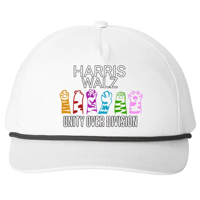 Harris Walz Unity Over Division Cat Dog Paws Design Snapback Five-Panel Rope Hat