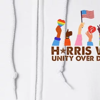 Harris Walz Unity Over Division Full Zip Hoodie