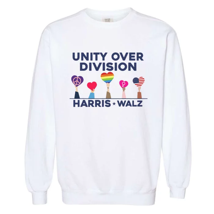 Harris Walz Unity Over Division Election 2024 Garment-Dyed Sweatshirt