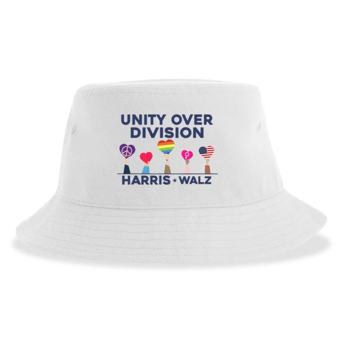 Harris Walz Unity Over Division Election 2024 Sustainable Bucket Hat