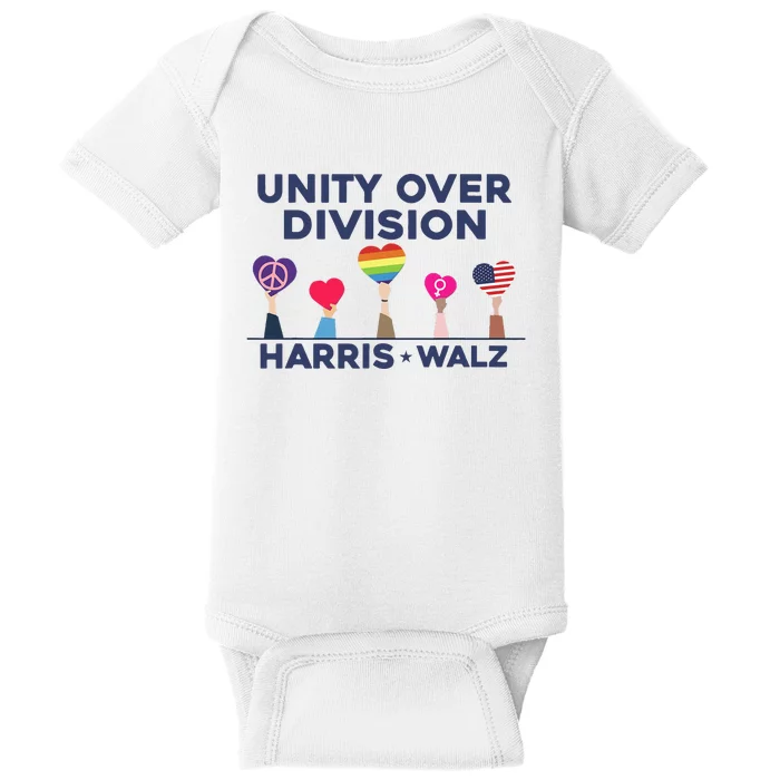 Harris Walz Unity Over Division Election 2024 Baby Bodysuit