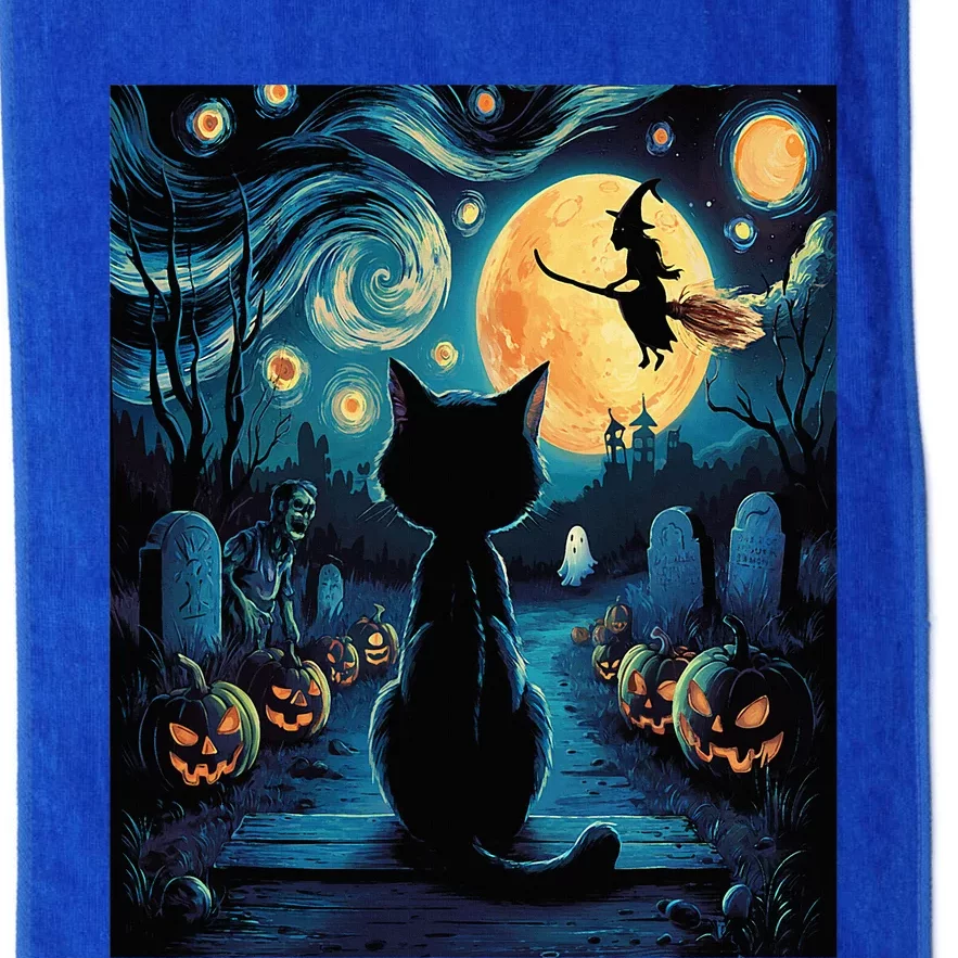 Halloween Witch Van Gogh Starry Night Black Cat Pumpkin Platinum Collection Golf Towel