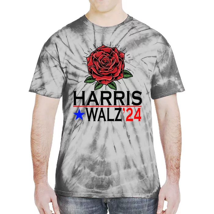 Harris Waltz Vote Kamala Flower 2024 Tie-Dye T-Shirt