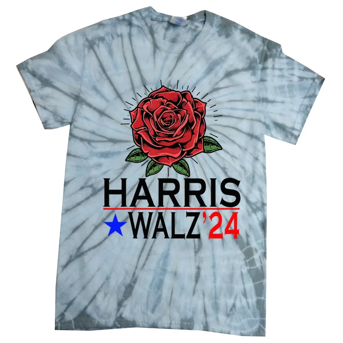 Harris Waltz Vote Kamala Flower 2024 Tie-Dye T-Shirt