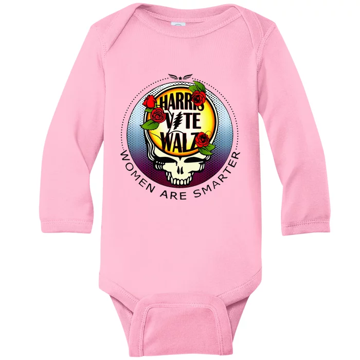 Harris Walz Vote Women Are Smarter Baby Long Sleeve Bodysuit