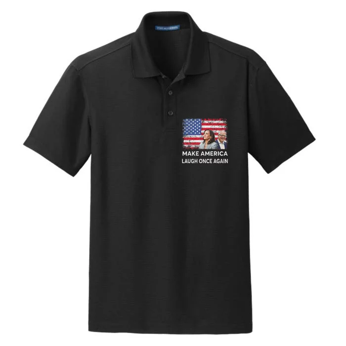 Harris Waltz Walz 2024 Make America Laugh Once Again Dry Zone Grid Performance Polo