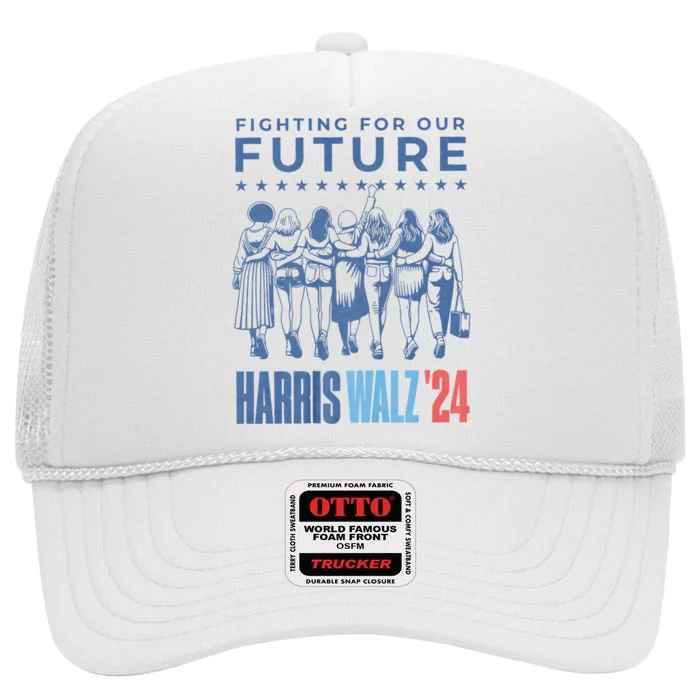 Harris Walz Waltz 2024 Harris Walz Future Button Election High Crown Mesh Trucker Hat