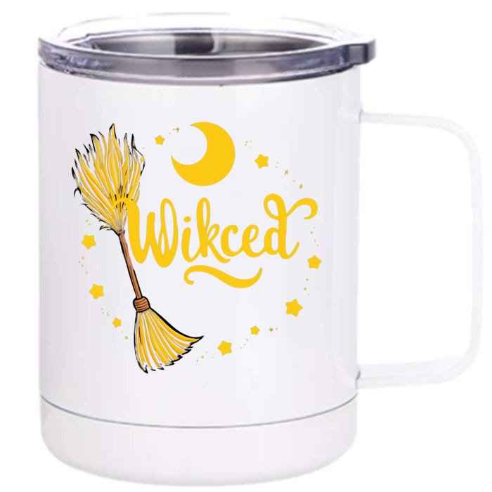 Halloween Wicked Witch Broom Retro Spooky Front & Back 12oz Stainless Steel Tumbler Cup