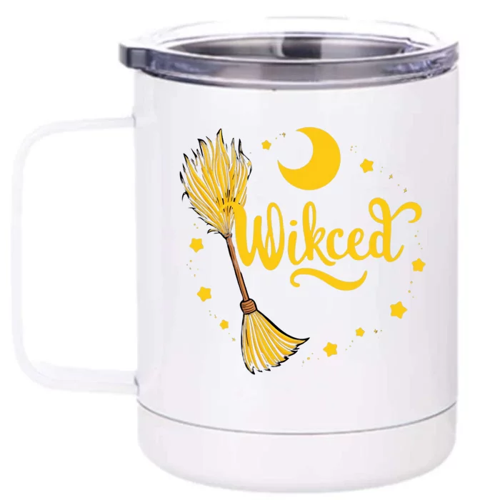 Halloween Wicked Witch Broom Retro Spooky Front & Back 12oz Stainless Steel Tumbler Cup