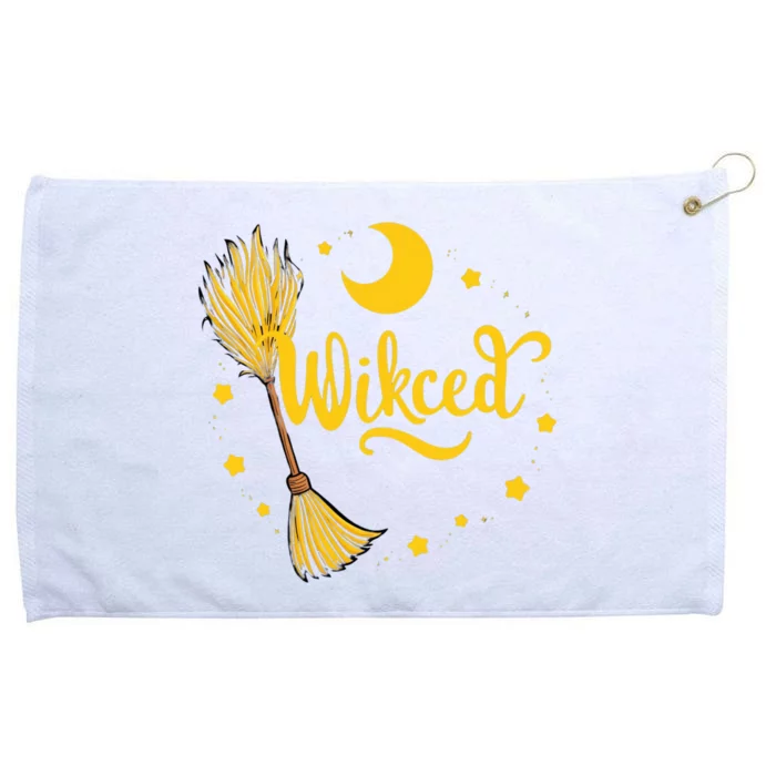 Halloween Wicked Witch Broom Retro Spooky Grommeted Golf Towel