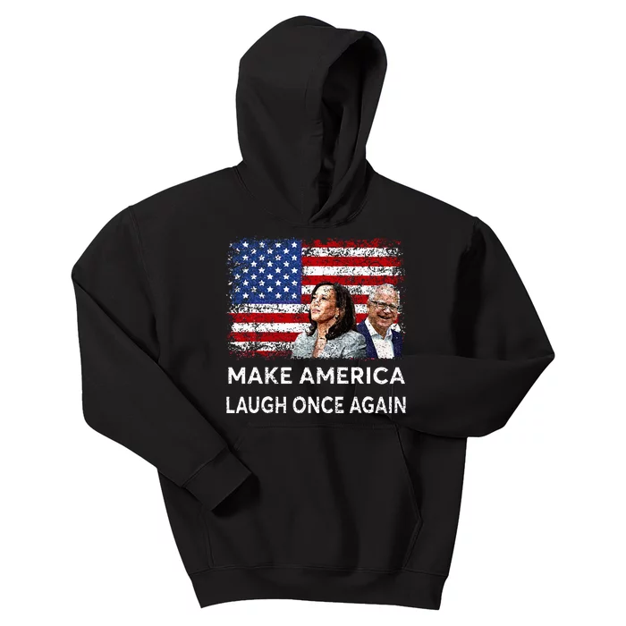 Harris Waltz Walz 2024 Make America Laugh Once Again Kids Hoodie