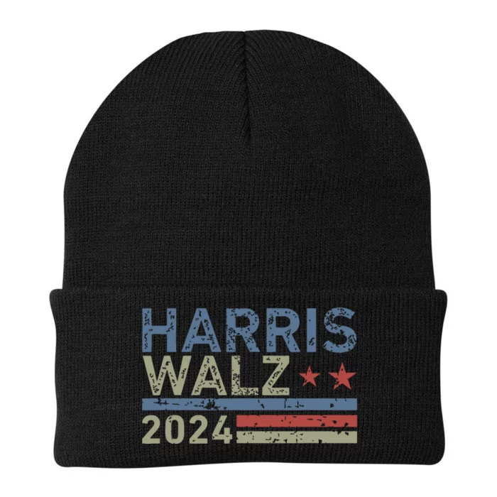 Harris Walz Waltz 2024 Retro Vintage Distressed Design Knit Cap Winter Beanie