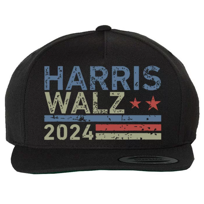 Harris Walz Waltz 2024 Retro Vintage Distressed Design Wool Snapback Cap