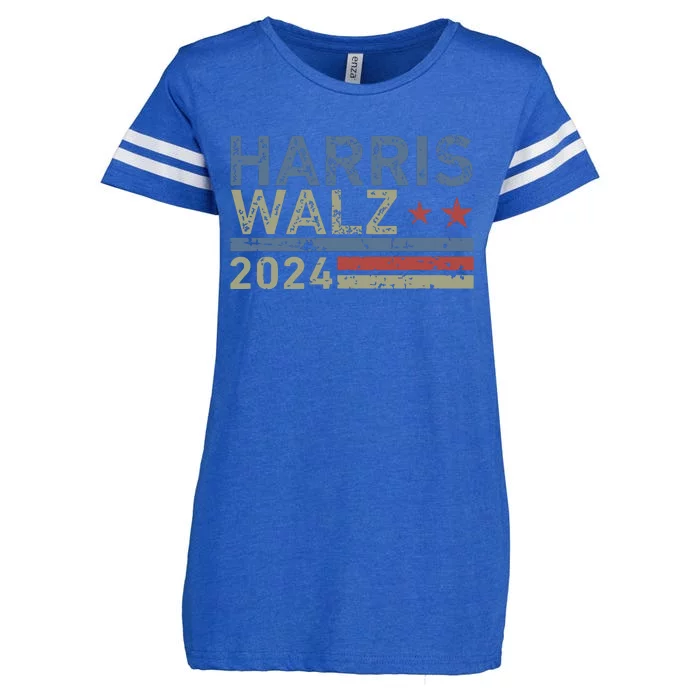 Harris Walz Waltz 2024 Retro Vintage Distressed Design Enza Ladies Jersey Football T-Shirt