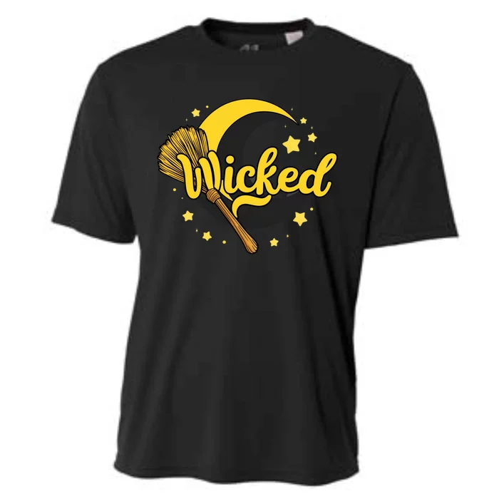 Halloween Wicked Witch Broom Retro Spooky Cooling Performance Crew T-Shirt