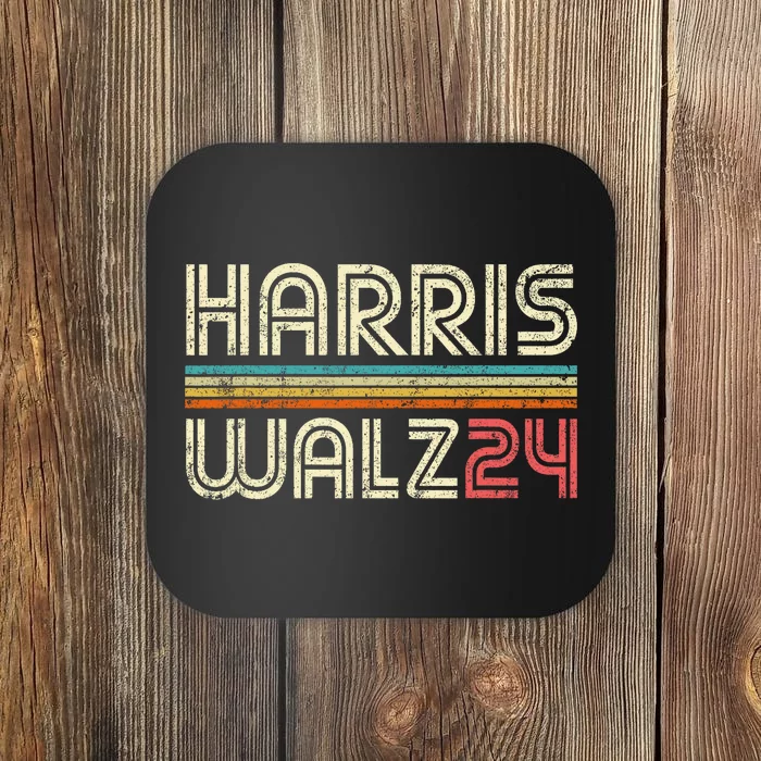 Harris Waltz Walz 24 Vintage Retro Stripes Fun 2024 Coaster