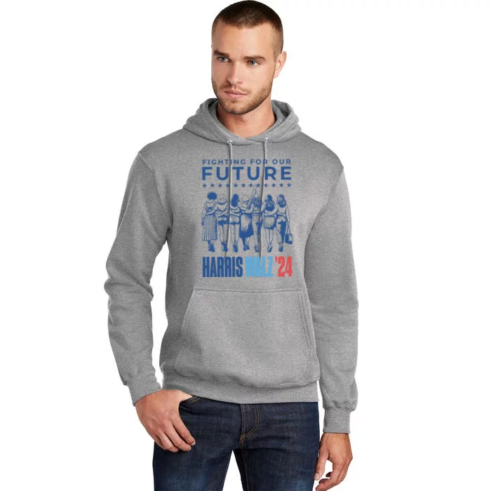 Harris Walz Waltz 2024 Harris Walz Future Button Election Tall Hoodie