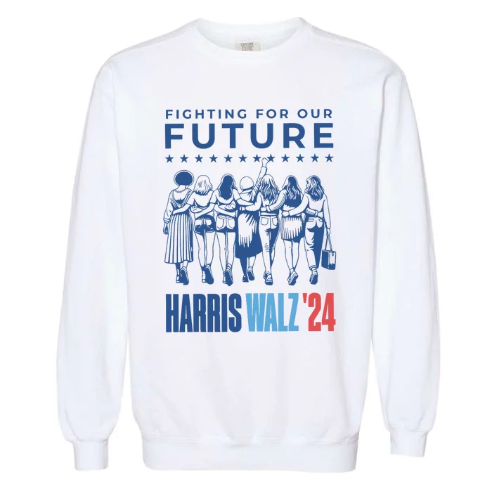 Harris Walz Waltz 2024 Harris Walz Future Button Election Garment-Dyed Sweatshirt