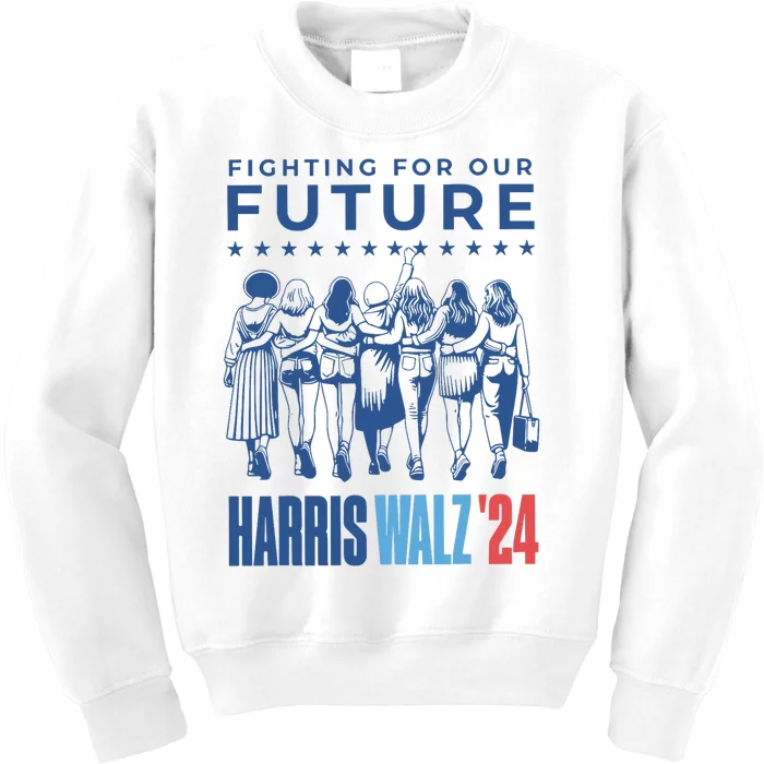 Harris Walz Waltz 2024 Harris Walz Future Button Election Kids Sweatshirt