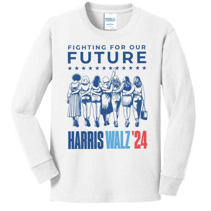 Harris Walz Waltz 2024 Harris Walz Future Button Election Kids Long Sleeve Shirt