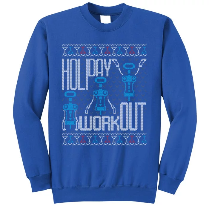 Holiday Workout Wine Corkscrew Funny Ugly Christmas Sweater Gift Sweatshirt