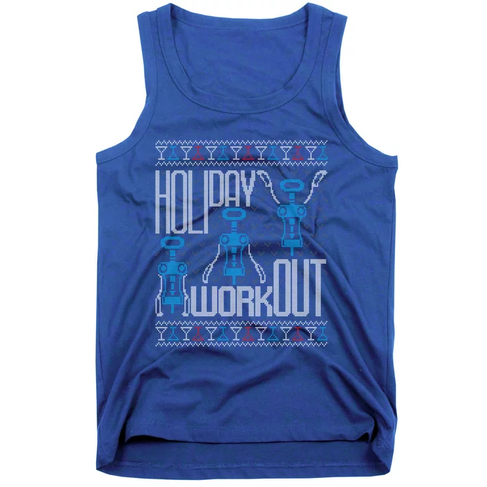 Holiday Workout Wine Corkscrew Funny Ugly Christmas Sweater Gift Tank Top