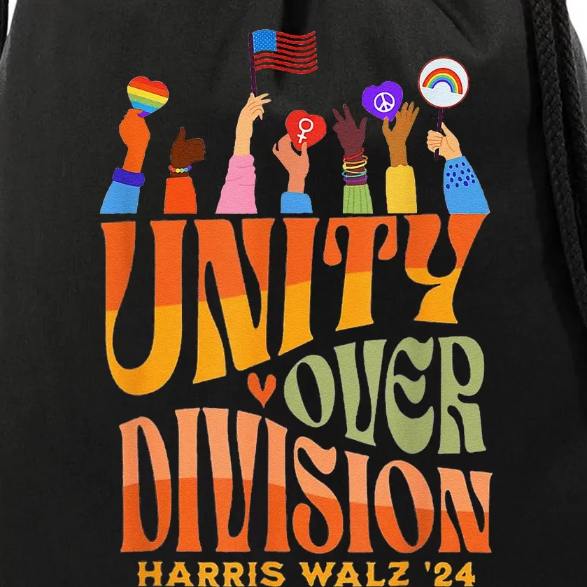 Harris Walz Waltz 2024 Unity Over Division Drawstring Bag