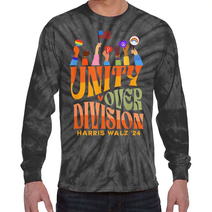 Harris Walz Waltz 2024 Unity Over Division Tie-Dye Long Sleeve Shirt