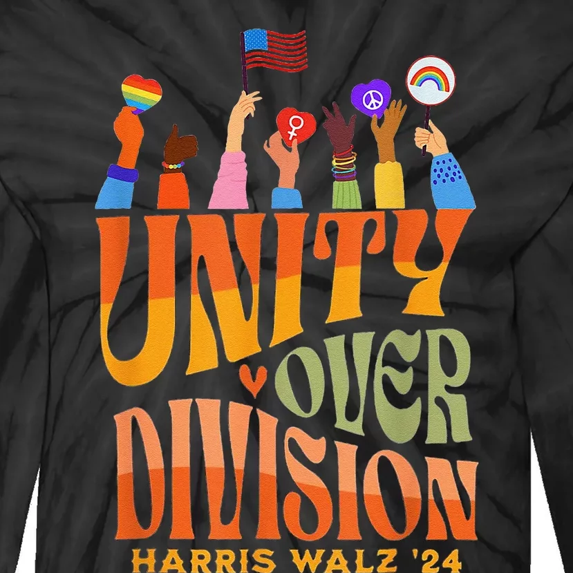 Harris Walz Waltz 2024 Unity Over Division Tie-Dye Long Sleeve Shirt