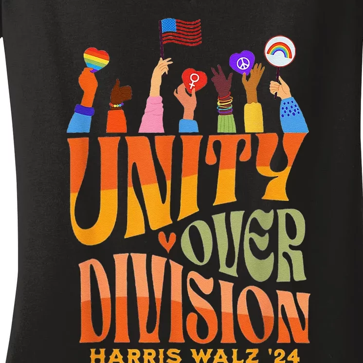 Harris Walz Waltz 2024 Unity Over Division Women's V-Neck T-Shirt