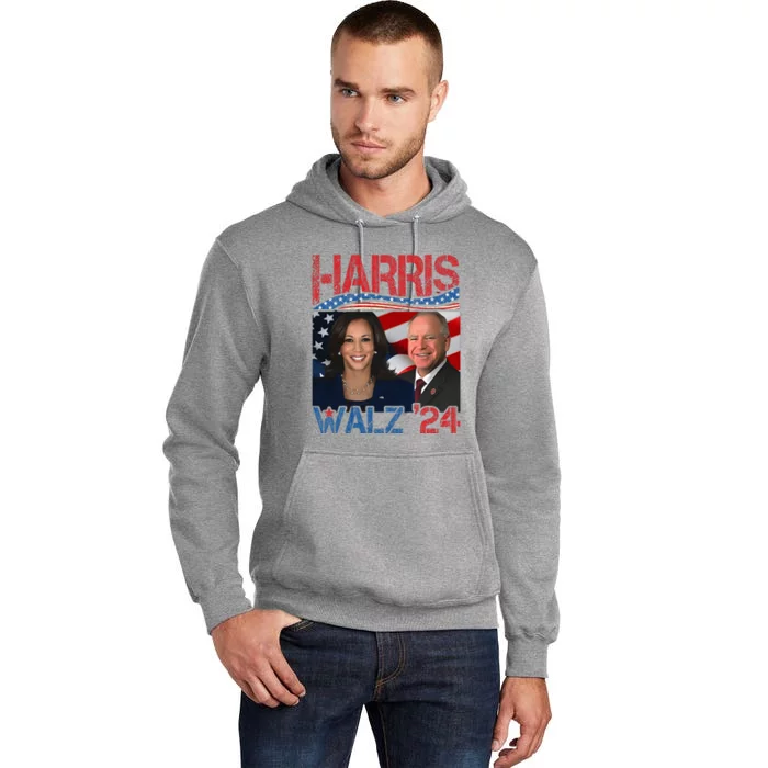 Harris Walz Waltz 2024 Distressed Tall Hoodie