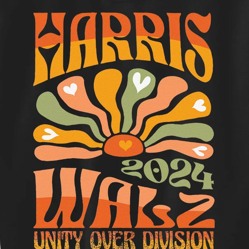 Harris Walz Waltz 2024 Unity Over Division Kids Sweatshirt